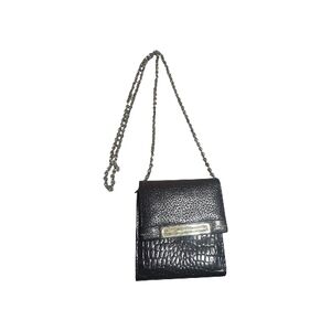 Brighton Vintage Black Textured Crossbody Wallet Chain Strap Bikercore Edgy Goth